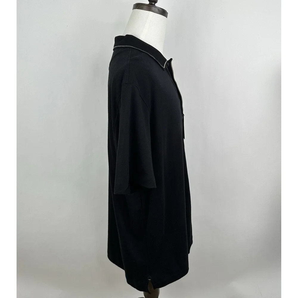 NWT Banana Republic Luxury Touch Shirt XXL TALL Black Tan Cotton‎ Polo Collar